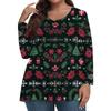 Women's Fashionable Casual Long Sleeved Plus Size  Print Top Plus Size Floral Print Top