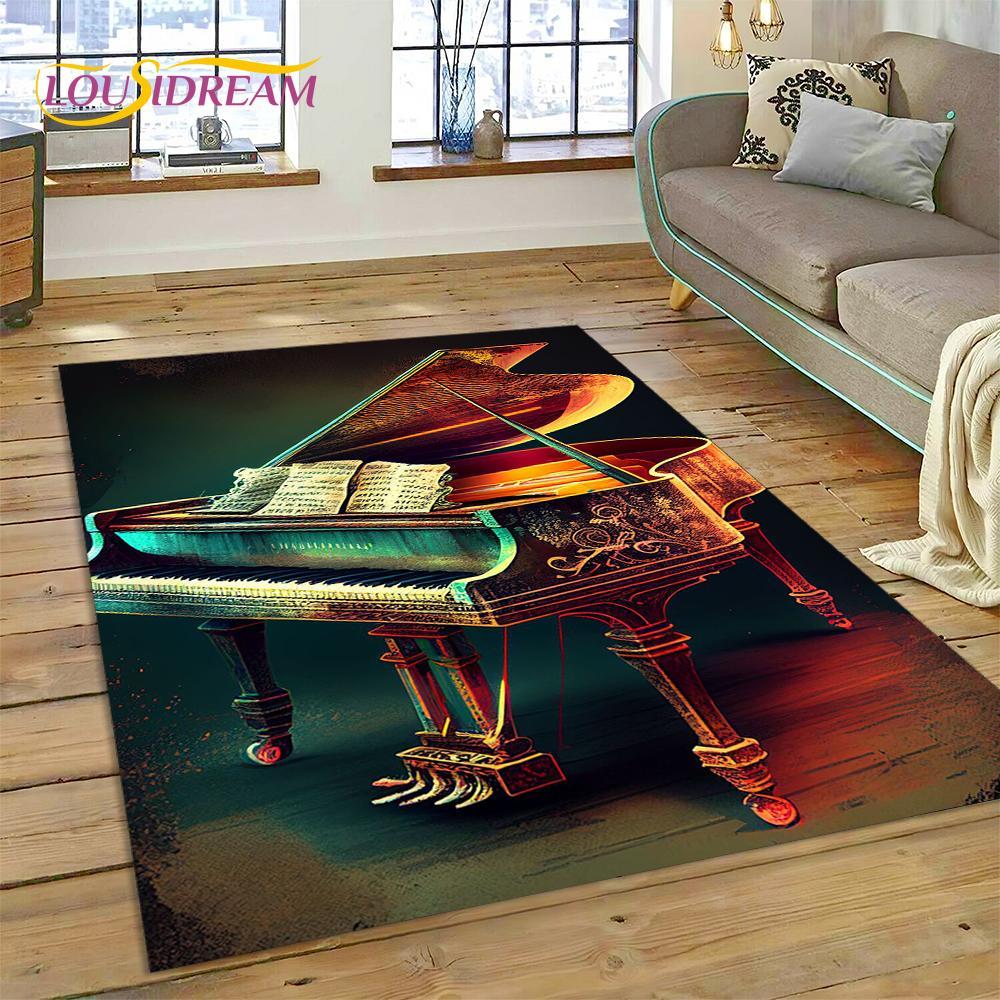 Dywan 3D z kreskówkowym instrumentem muzycznym w kształcie klawiszy pianina do domu, salonu, sypialni, pod sofę, wycieraczka, dekoracja, dywanik dla dzieci, mata podłogowa antypoślizgowa