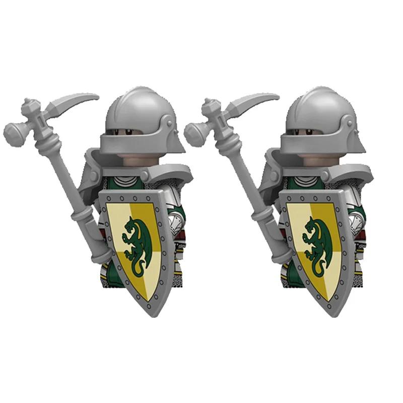 Medieval Knight Armored Troops Ancient Army Soldiers Mini Weapon Equipment Flag Model Building Blocks Kids Toys Birthday Gifts