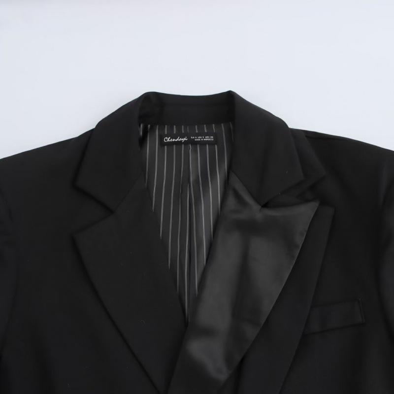 European & American Style Women's Double-Layer Lapel Double-Breasted Oversized Suit Jacket - Winter Collection