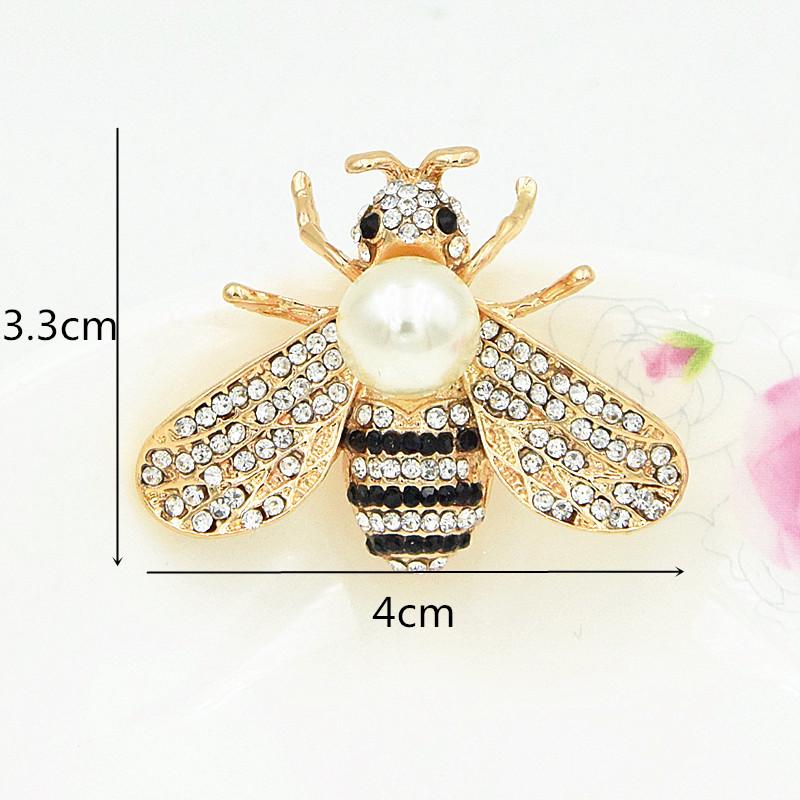 Pearl Crystal Diamond Cute Bee Brooch: Insect Lapel Pin Corsage