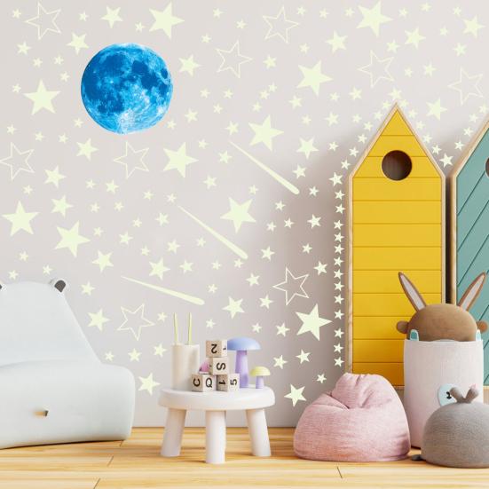 Waterproof Wall Stickers Self-Adhesive PVC Scratch-Resistant Wall Decals Removable Glow in The Dark Wall Stickers for Bathroom Living Room Bedroom