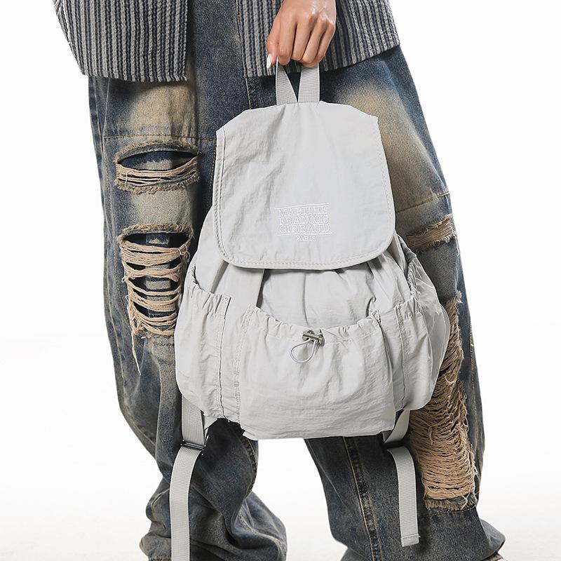 Niche Design Nylon Drawstring Backpack Women'S Large Capacity Leisure Lightweight Student Backpack Sports Mountaineering Bag