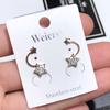Japanese and Korean 18K Rose Gold Titanium Steel Zircon Stud Earrings, Femininity Simple Four-leaf Clover Black Earrings Internet Celebrity