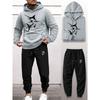 Swordfish Print Hooded Sweatshirt and Pants Two Piece Set Men's Sports Suit Casual Street Style Versatile for Daily Fishing Trips