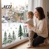 Easy Clean Wall Decals for Bedroom Christmas Tree Window Clings, Green Pine Trees Snowflake Decals, Winter Decorative Adhesive Free Film Reusable PVC