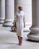 European & American Women's High Neck Knitted Slit Dress