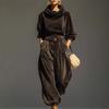 Women's Loose Fit Velvet Tracksuit Long Sleeve Hoodie and High Waist Wide Leg Pants Set