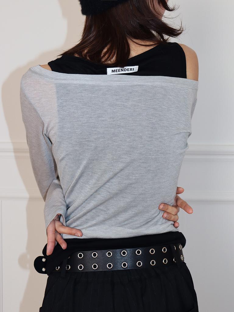 MEENDERI 2Way Sheer Layered Top - Black