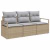 Sofa Set 3 Pcs Beige Poly Rattan