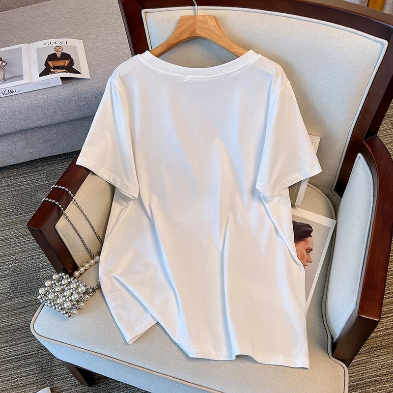 Women's Plus Size Loose Mid-Length Round Neck Short-Sleeve T-Shirt