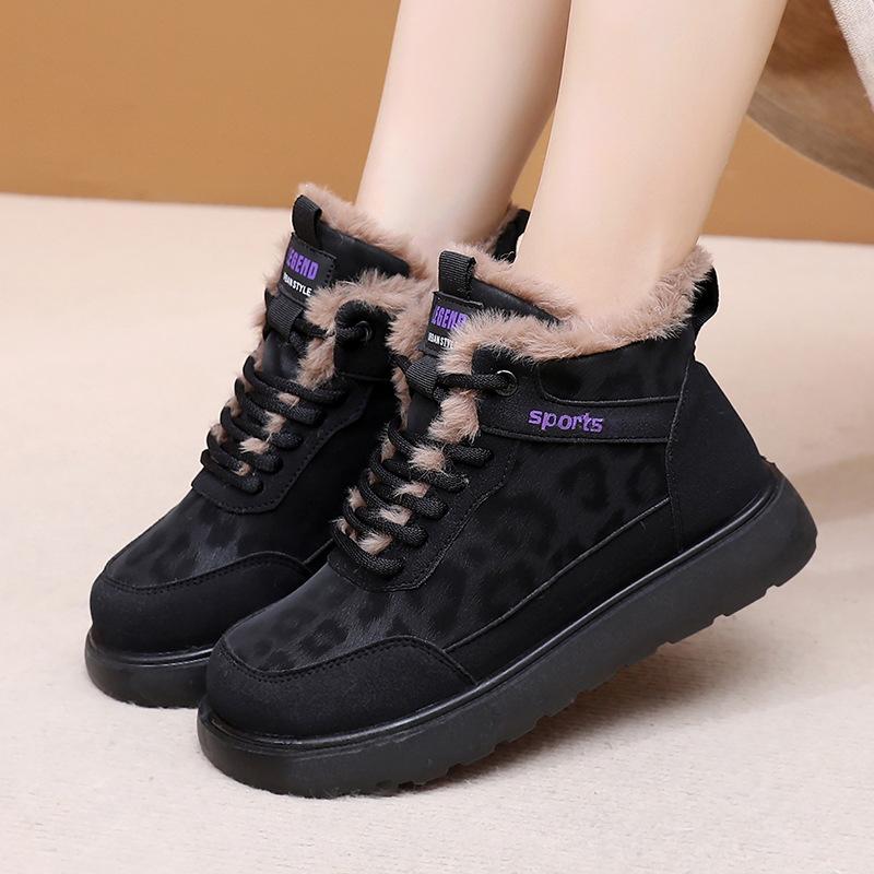 Women's Fleece Casual Shoes, Warm and Anti-slip Thick-soled Cotton Shoes, Versatile Snow Boots