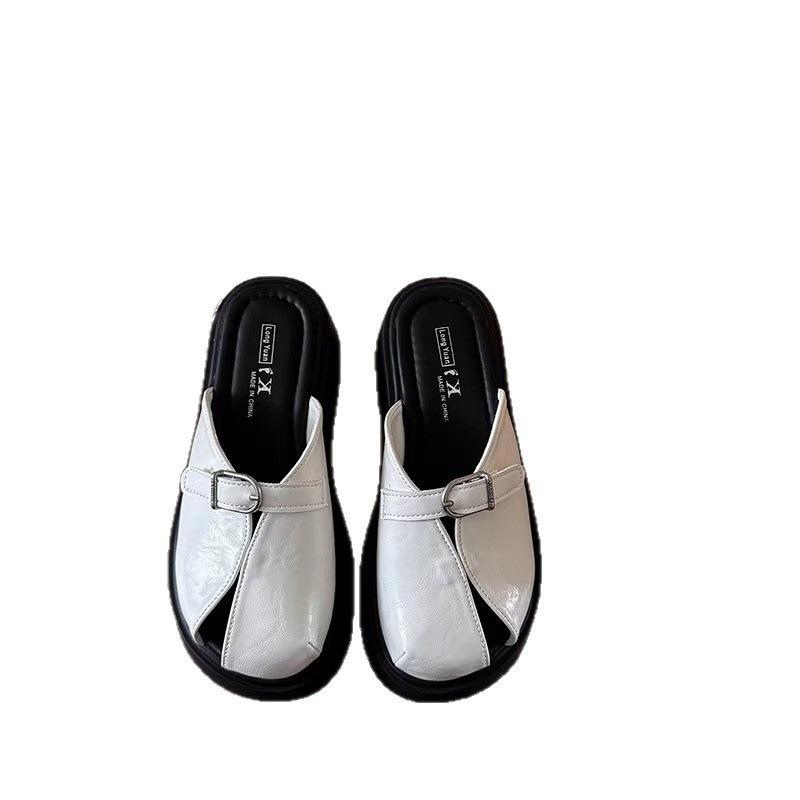 European Station thick-soled bag head half slippers women's summer wear 2025 new versatile one-pedal casual lazy sandals