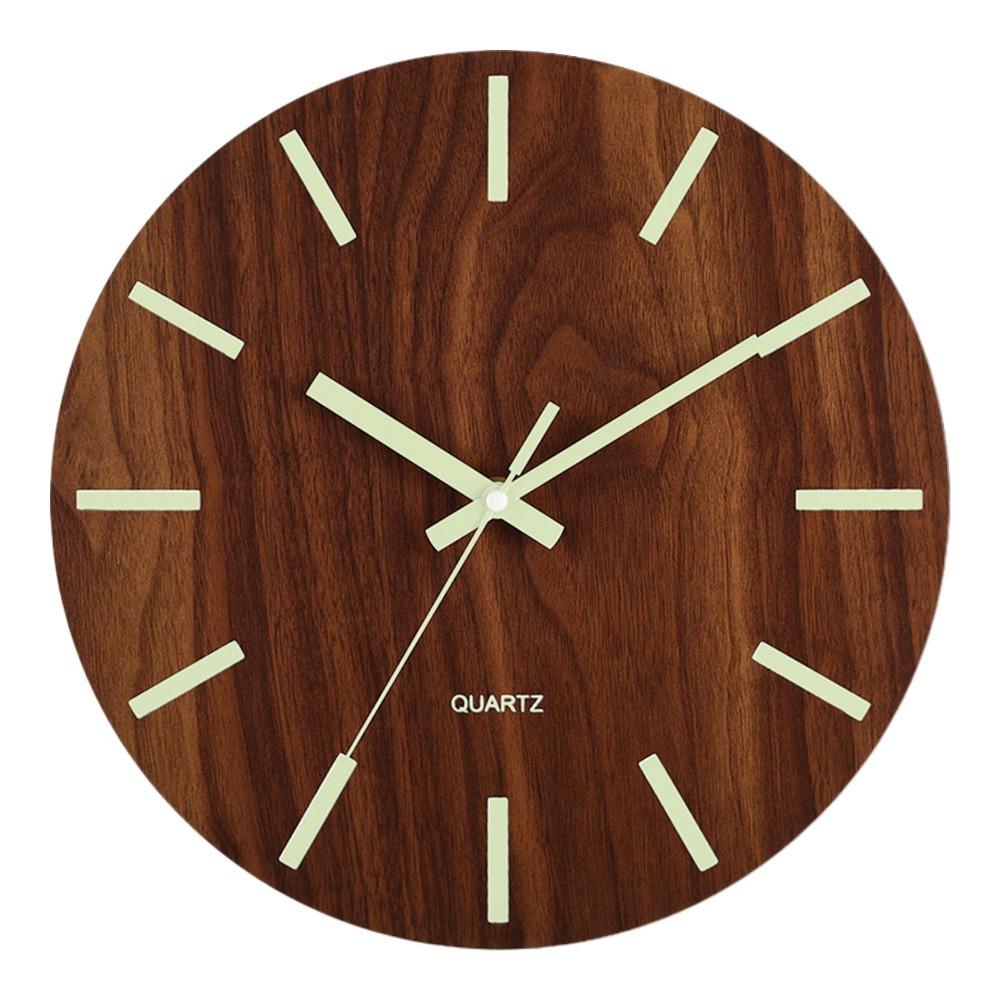 Wood Grain Luminous Wall Clock Fashion Quartz Wall Clock Silent Digital Clock  Wall Decor