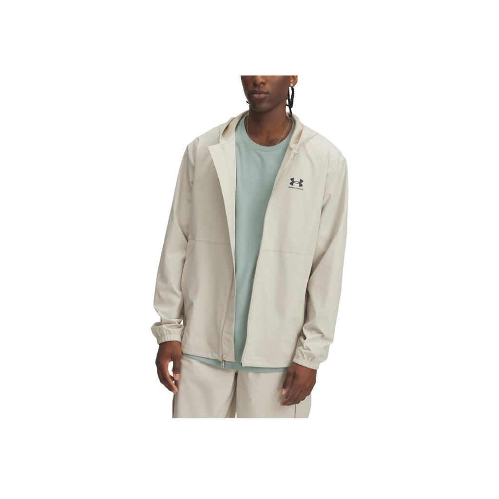 Under Armour Vibe Windbreaker Hooded Sports Comfortable Jacket Men Jacket Khaki-Gray 1386555-289