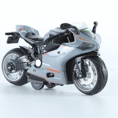 1/12 Ducati Druckguss-Motorrad-Modellspielzeug, Spielzeug zum Zurückziehen mit Ton und Licht für Kinder, Kleinkinder, Jungen und Mädchen, Geschenkkollektion