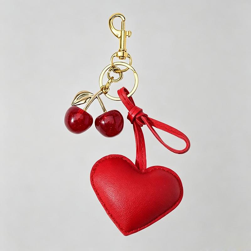 

Yogodlns Heart Faux Leather Chery Pendant Mini Backpack Hanging Handbag Pendant Bag Pendant Bags Accessories one size червоний