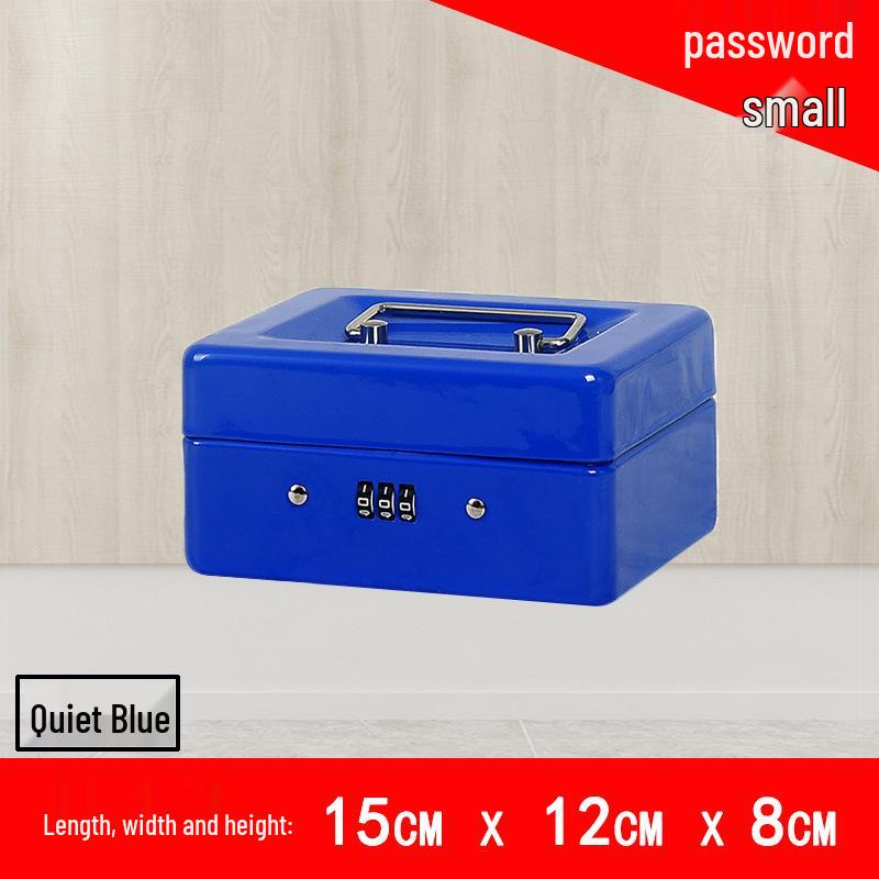 Portable Thickened Metal Cash Box with Lock and Password, Secure Storage Organizer