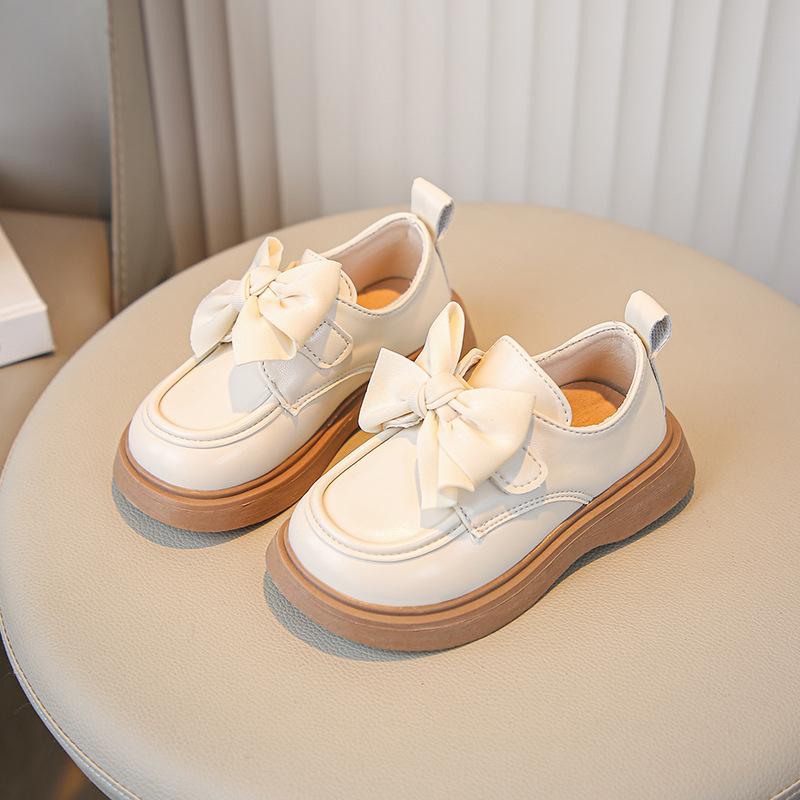 Girls' Butterfly Princess-style Leather Shoes, New Spring Collection, Children's Non-slip Soft-soled Flats, Retro Ballet Flats