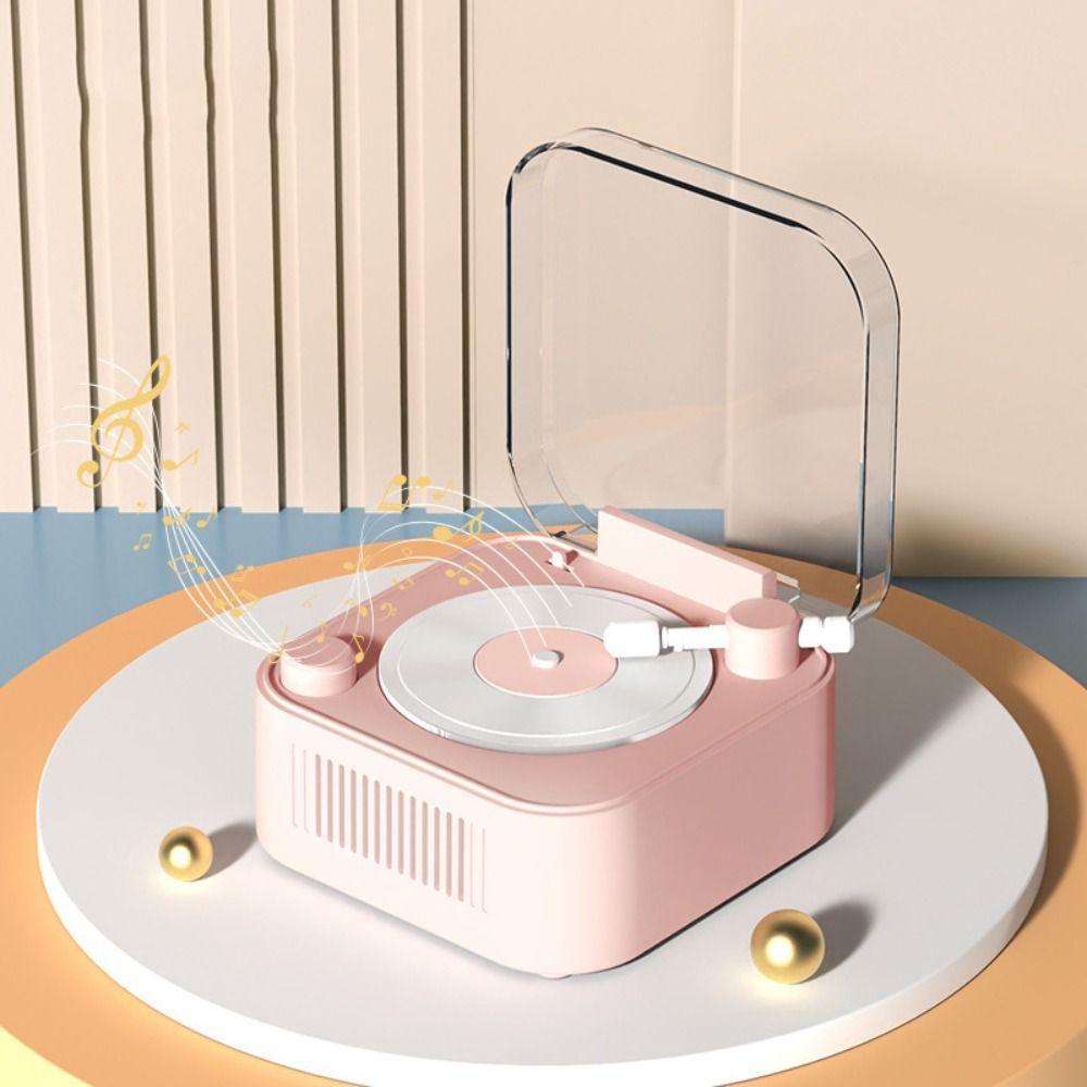 Bluetooth 5.0 Vintage Vinyl Record Speaker Stereo Sound Desktop Alarm Clock Speaker  Vintage Style