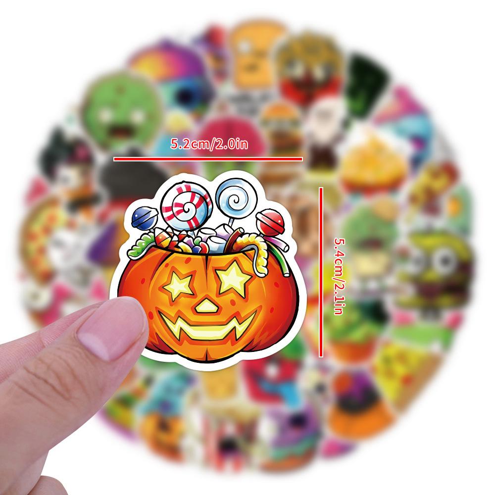 60 Cartoon Halloween Food Doodle Stickers Decorative Notebook Suitcase Guitar DIY Waterproof Stickers