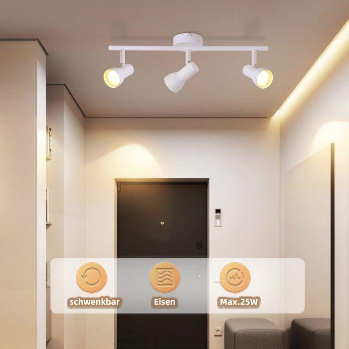Spot de plafond - NETTLIFE - Plafonnier 3 flammes - Blanc - Métal - GU10 orientable