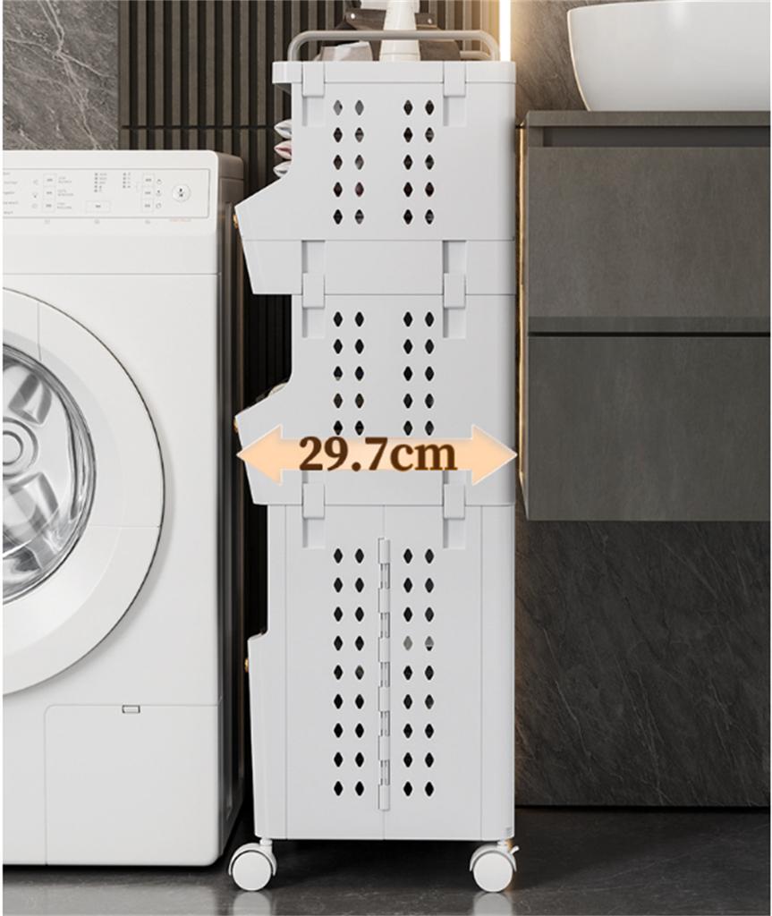 Foldable Laundry Basket Bathroom Multi-layer Clothes Storage Basket Household Storage Shelf Fruit Shelf Rolling Utility Cart