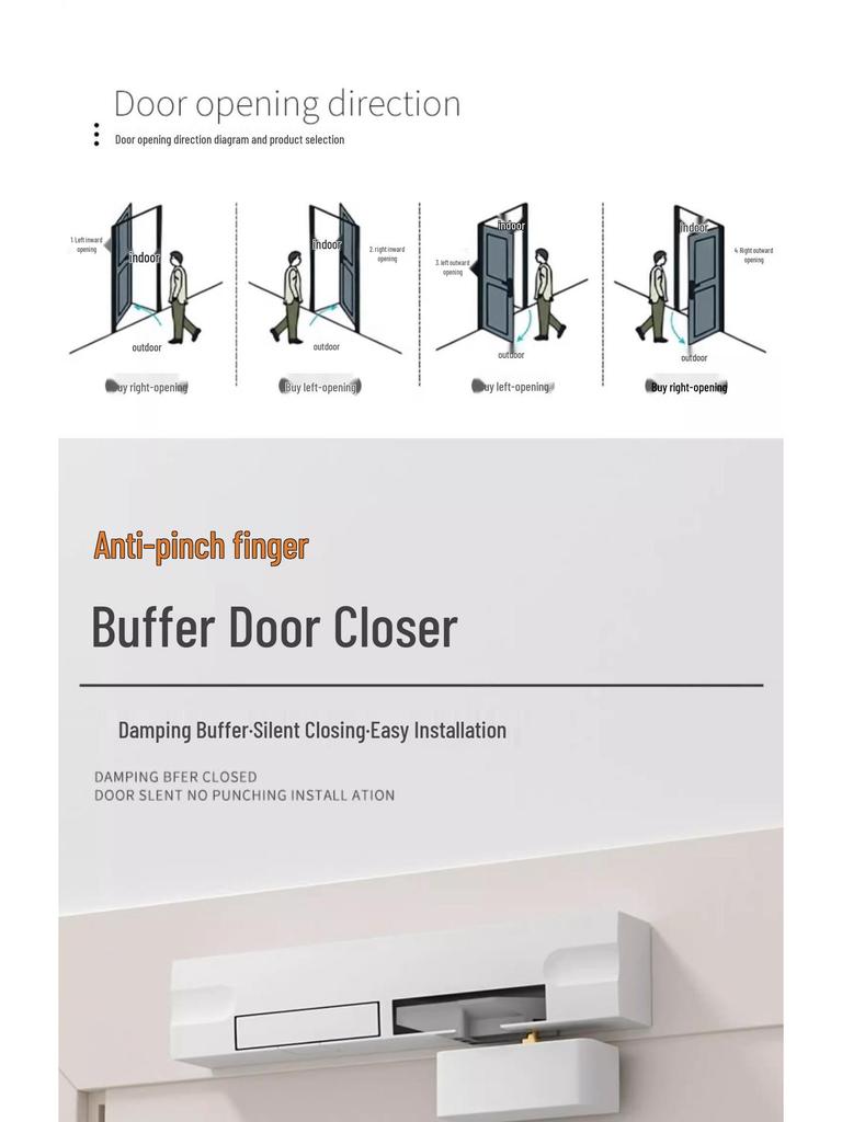 Invisible Wooden Door Closer with Rebound Damping for Outward Swing Doors