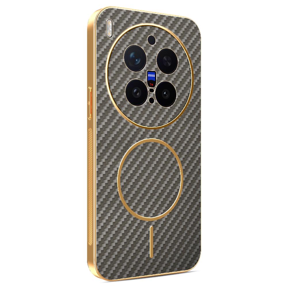 For vivo X300 Pro 5G Case Carbon Fiber Textured Electroplated TPU Phone Back Cover