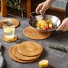 FFTQTOYS Rattan Round Trivet Pad, Heat-Resistant (20cm, 1.5cm Thick), Light Brown, 1 Piece
