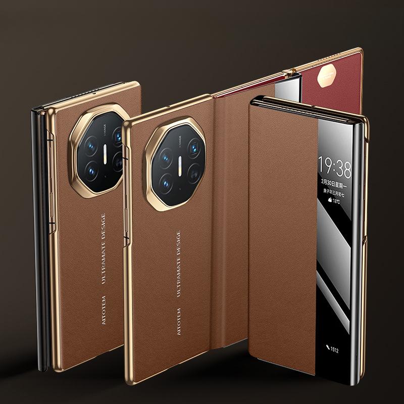 Suitable for Huawei MateXT Mobile Phone Case Triple Folding Business Men and Women Napa Smart Window Anti-fall Full Foreskin Case