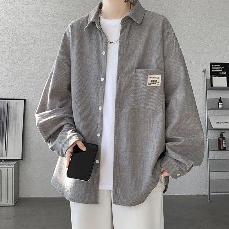 Men's Long Sleeve Corduroy Shirt Retro Loose Large Size Shirt Jacket