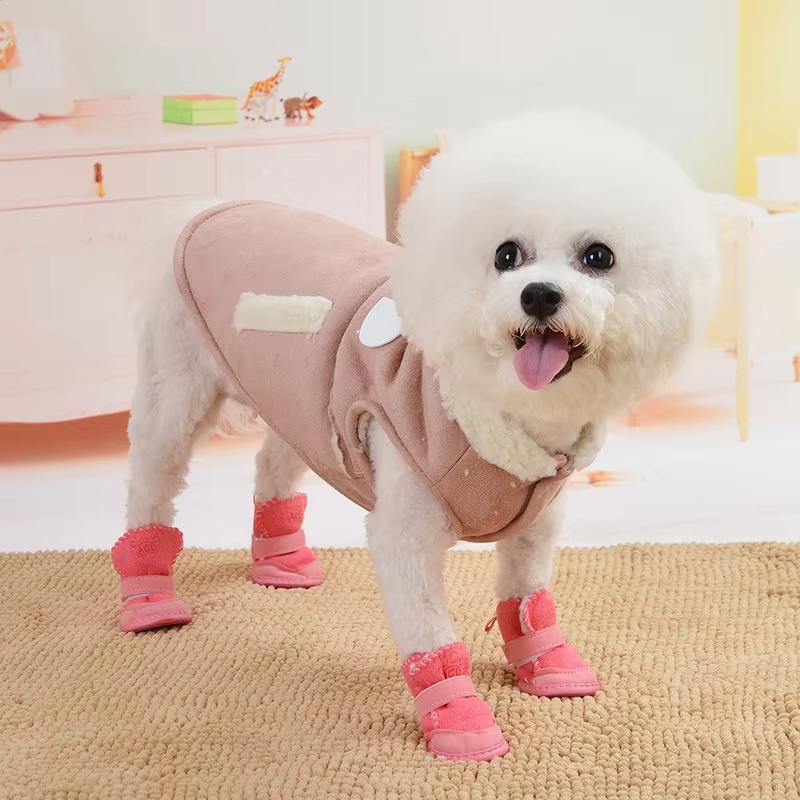 4pcs/set Dog Shoes Winter Warm Dog Rain Snow Boots for Small Medium Dogs Non-Slip Thicken Puppy Walking Sneakers Pet Supplies