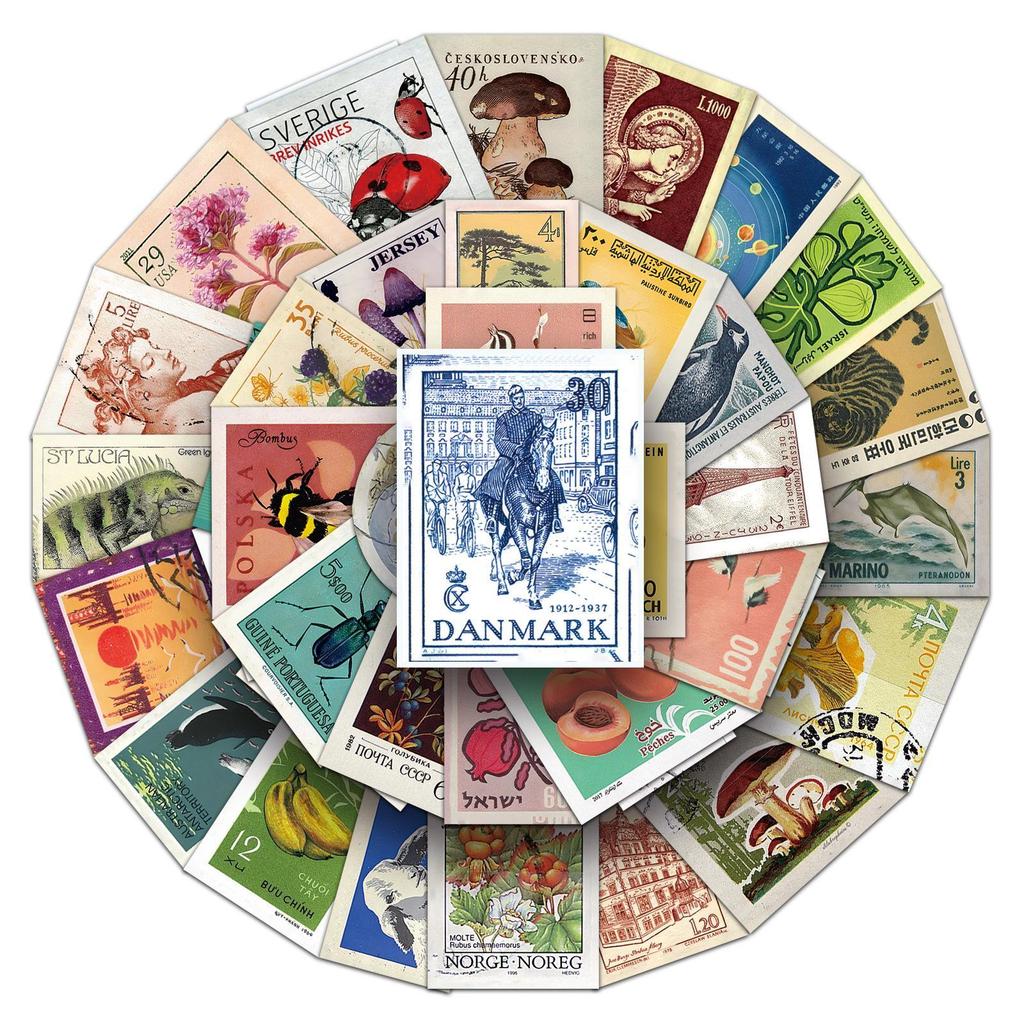 Valizler, Kulaklıklar, Gitarlar, Masaüstleri için 50 Retro Klasik Nostaljik Dekoratif Çıkartma