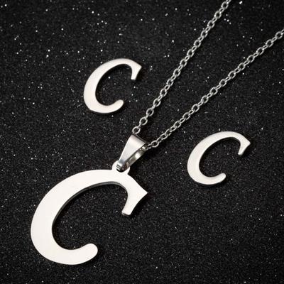 Colliers antiallergiques avec 26 lettres, sans décoloration, cadeau personnalisé, pendentif Alphabet, boucles d'oreilles ras du cou, Combo pour fille