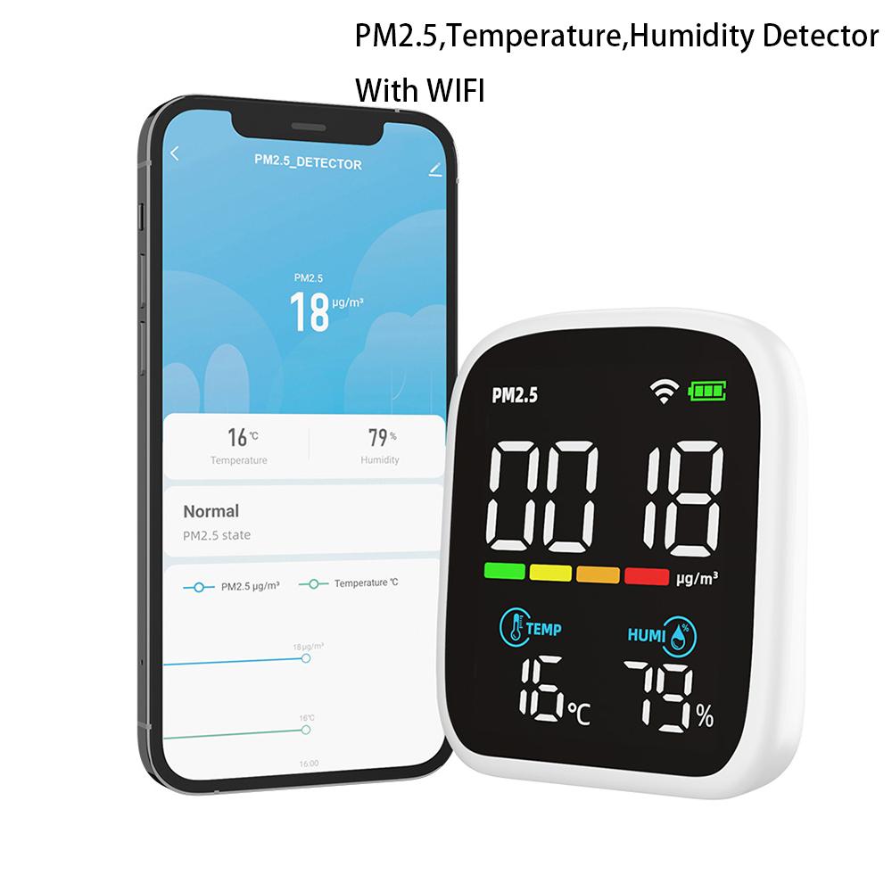 Portable LCD Air Quality Meter 3 In 1/8 In1 WiFi PM1.0 PM2.5 PM10 CO2 TVOC HCHO Temperature and Humidity Tester with Voice Alarm