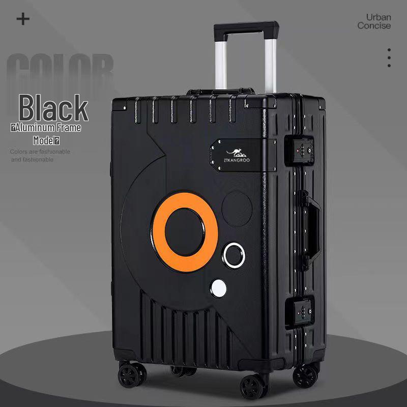 Aluminum Frame Leather Suitcase 20"/28" with Universal Wheels for Men, Women, Students