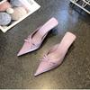 2025 Summer Butterfly-knot Women Muels Slippers Shoes Fashion Hollow Out Design Style Thin Heel Slides Shoes