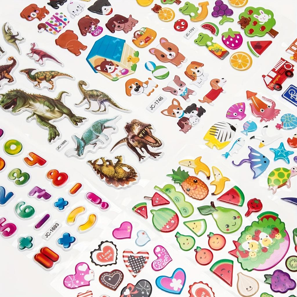 500 roztomilých chlupatých samolepek s různými vzory, včetně 3D variant, písmen, čísel, motýlů, ryb, dinosaurů atd.