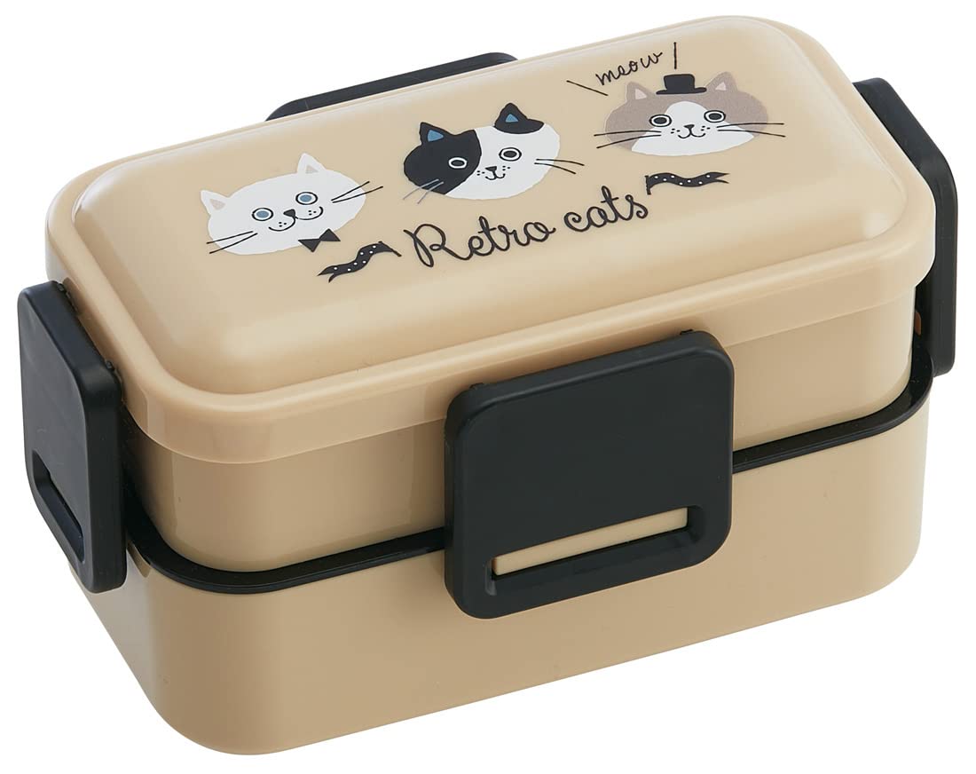 

Skater Silver Ion Antibacterial Bento Box with Domed 2 Retro Cat Made in Ag+ Lid, Tiers, 600ml, Design, Japan, PFLW4AG-A