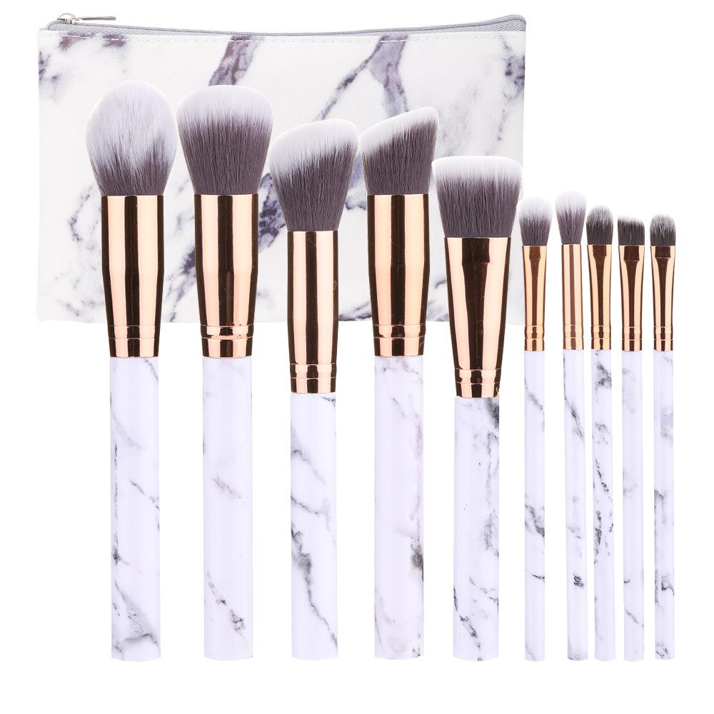New 10 Makeup Brush Set Full Marble Beauty Tool Set Brush Blush Eyeshadow Brush