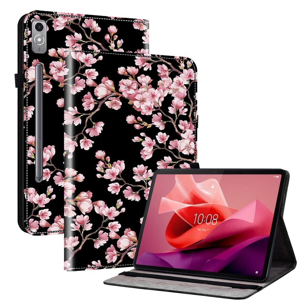 For Lenovo Tab P12 Case Pattern Printing Card Slots Tablet Shell with Foldable Stand