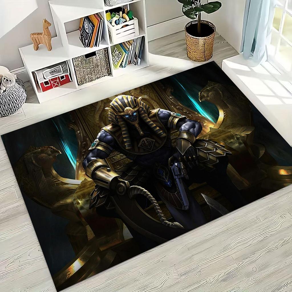 Ancient Egyptian God Dead Anubis Pharaoh Tutankhamun Mask Rug for Bedroom Living Room Sofa Home Doormat Decor,Non-slip Floor Mat