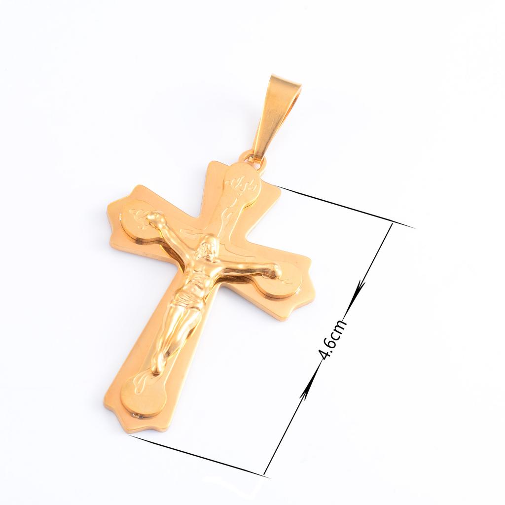 Vintage Jesus Crucifix Stainless Steel Cross Pendant Necklace Charms for Chain Women Men Christian Religious Jewelry Accessories