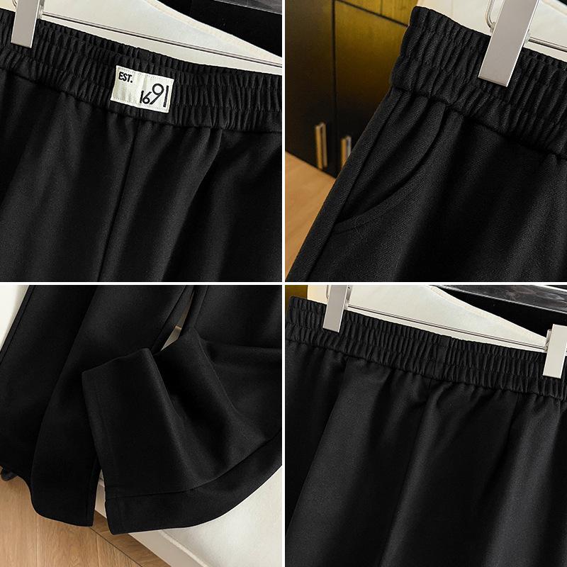 Pantalon amincissant en laine taille haute - Grande taille 200/300 Jin Jambe droite, Coupe ample, Pantalon long décontracté d'hiver pour grandes tailles