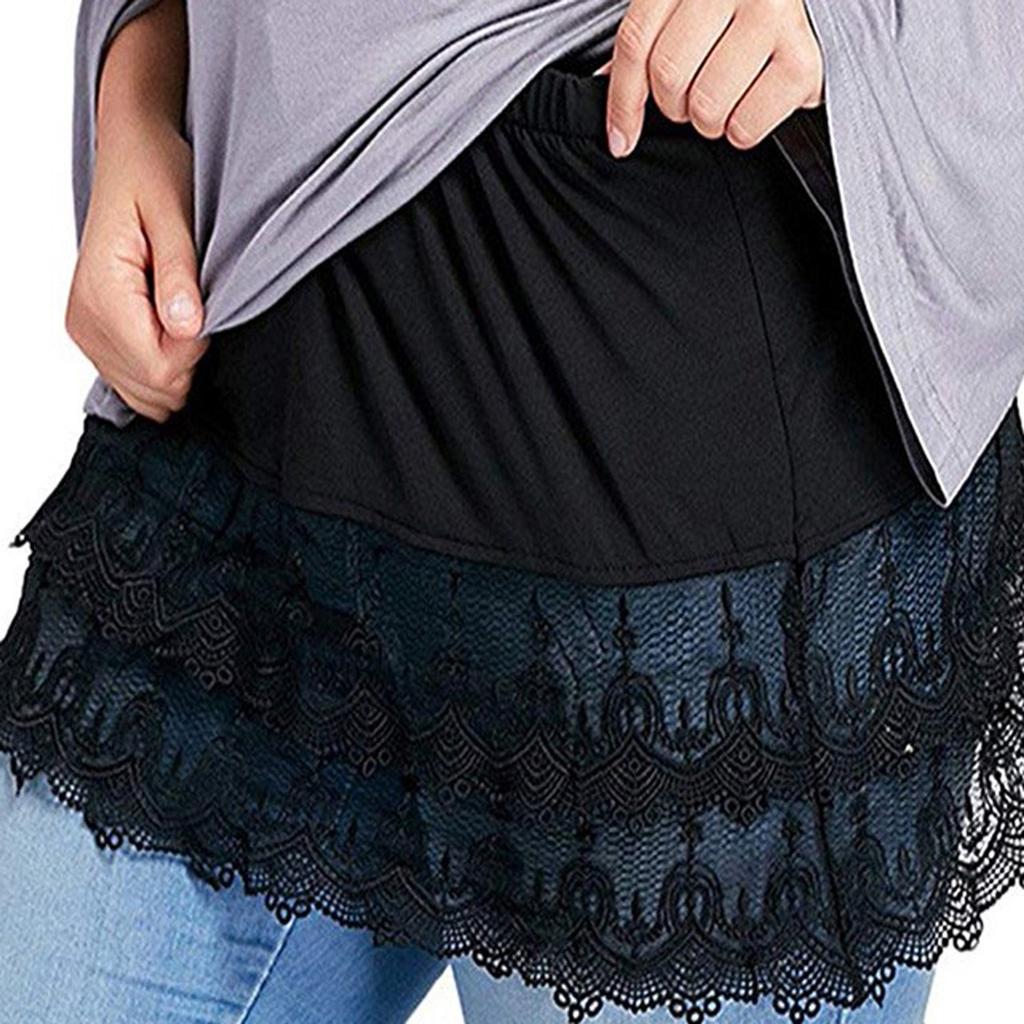 Women's Tiered Sheer Lace Trim Extender Half Plus Size Skirt