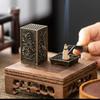 Vintage Carved Plum Incense Burner Square Vertical Alloy Incense Holder Buddhist Craft Chinese Antique Aromatherapy Zen Ornament