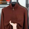 510g Semi-Worsted Thick 100% Wool Half-Zip Stand Collar Men's Sweater for Autumn 2025