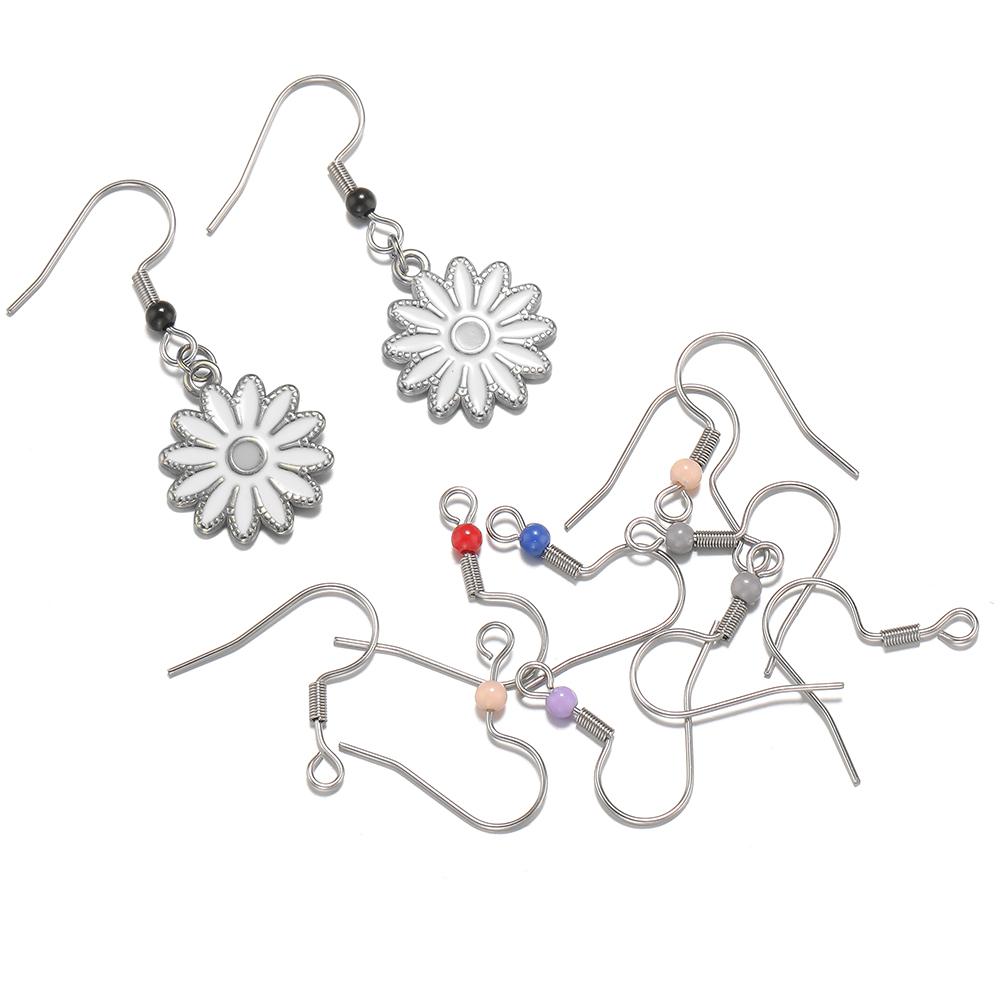 100pcs Mixed Stainless Steel Acrylic Beads Spring Earrings Hooks for Earring Findings DIY Jewelry Making Handcrafted Accessories