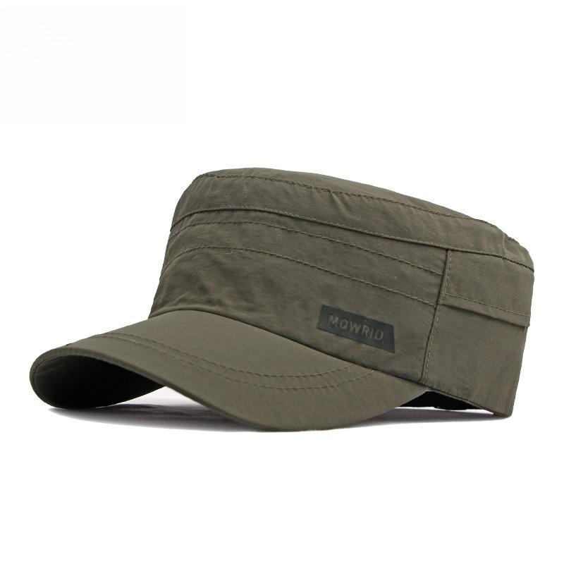 Men's Lightweight Quick Dry Cadet Cap Breathable Flat Top Military Hat Summer Sun Protection Outdoor Hiking Fishing Peaked Cap